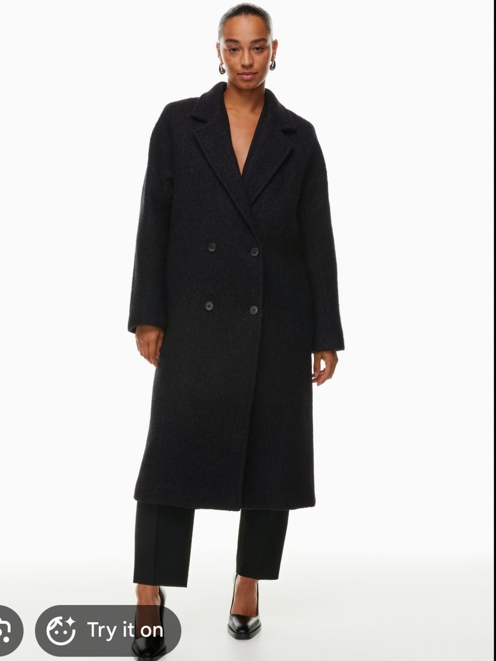 Aritzia Babaton „The Slouch Coat“ in Black, Size 2XS